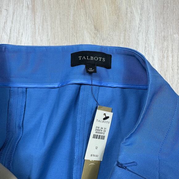 NWT Talbots Blue Cotton Spandex Stretch Straight Leg Ankle Career Dress Pants 12 - Picture 9 of 14